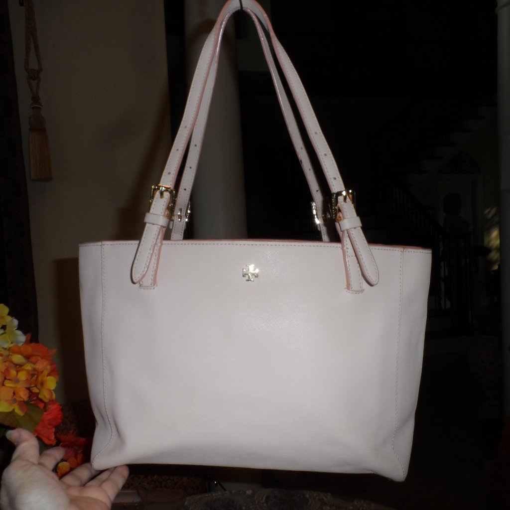 Tory Burch Blush Pink Saffiano Leather Top Handle Tote Handbag